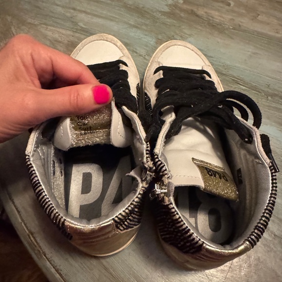 P448 Women's Sneakers in White, Black, and Gold - Picture 1 of 5